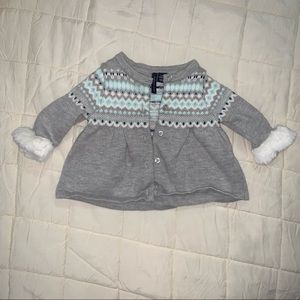 Like New Janie and Jack fur cuff sweater. 3-6 months